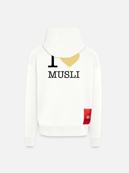 J’AIME MUESLI Muesli - Veste à capuche bio épaisse oversize fabriqué en UE - OFF WHITE