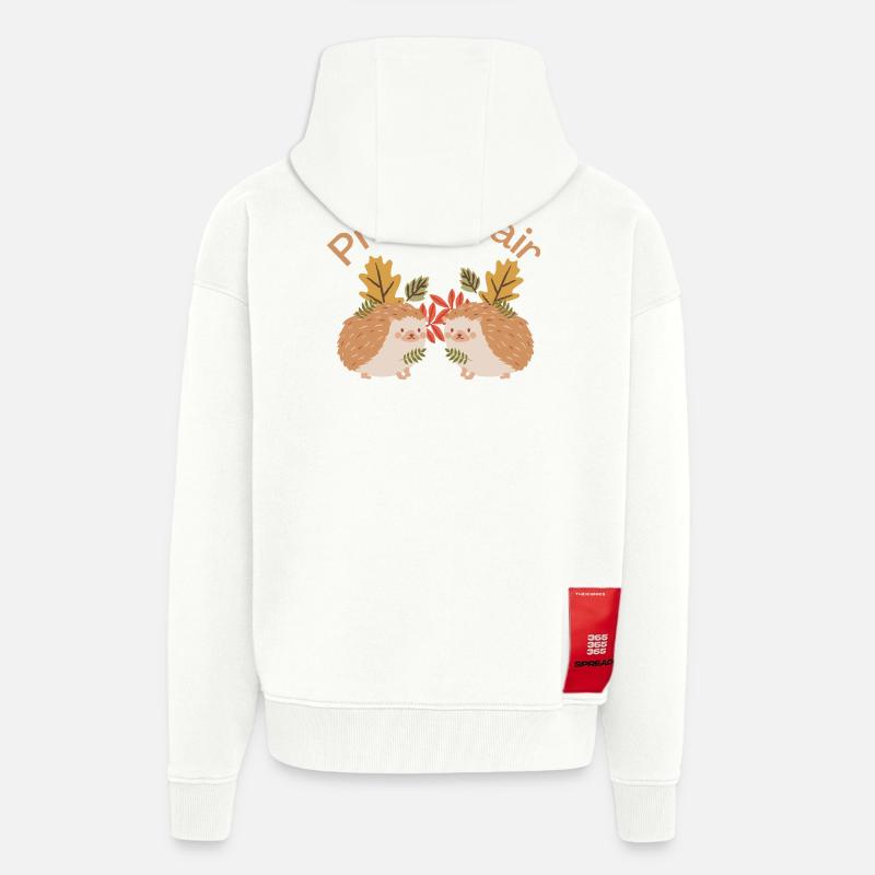 Prickly Pair - Hedgehog Lovers - Zip Hoodie - made by SPREAD - OFF WHITE