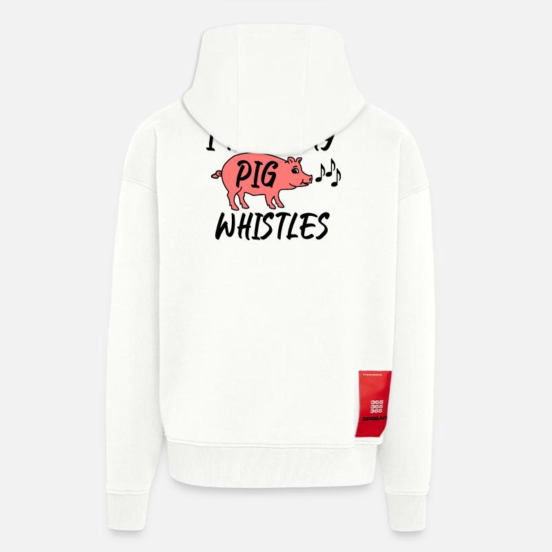 Je pense que mon cochon siffle - Veste à capuche bio épaisse oversize fabriqué en UE - OFF WHITE