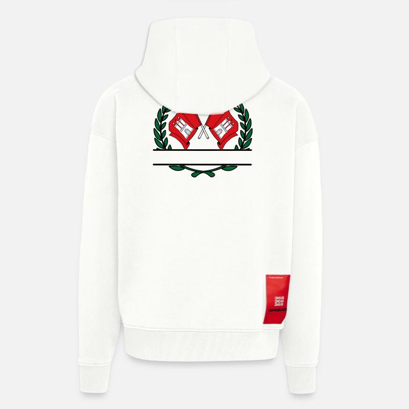 Drapeaux Hambourg couronne de laurier bannière - Veste à capuche bio épaisse oversize fabriqué en UE - OFF WHITE