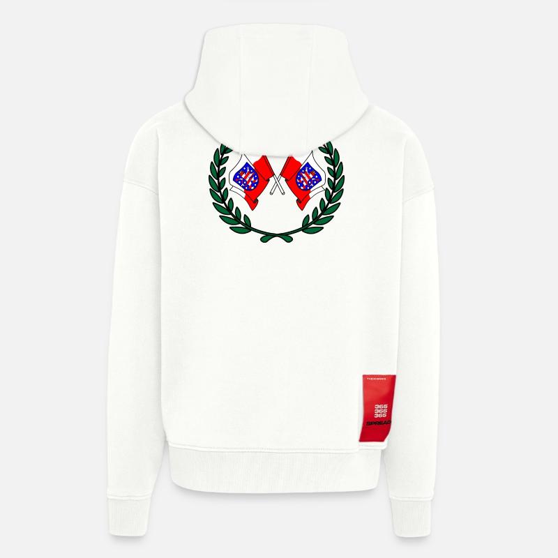 Drapeaux Thuringe couronne de laurier - Veste à capuche bio épaisse oversize fabriqué en UE - OFF WHITE