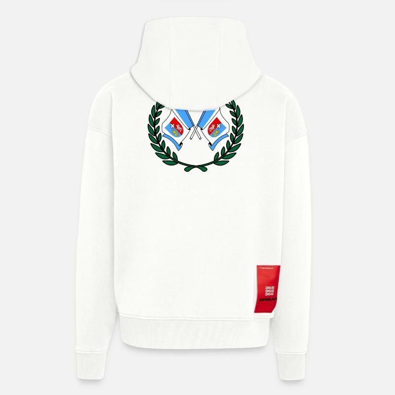 Drapeaux Couronne de laurier Subcarpathia - Veste à capuche bio épaisse oversize fabriqué en UE - OFF WHITE