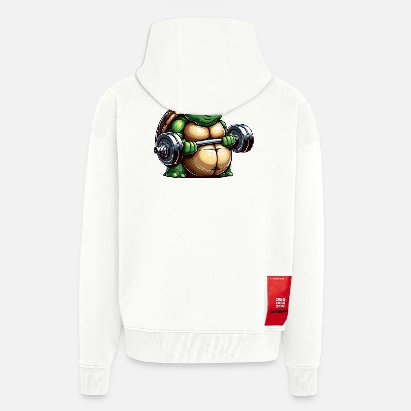 Grim Turtle Dumbbell Training Workout - Zip Hoodie - made by SPREAD - OFF WHITE