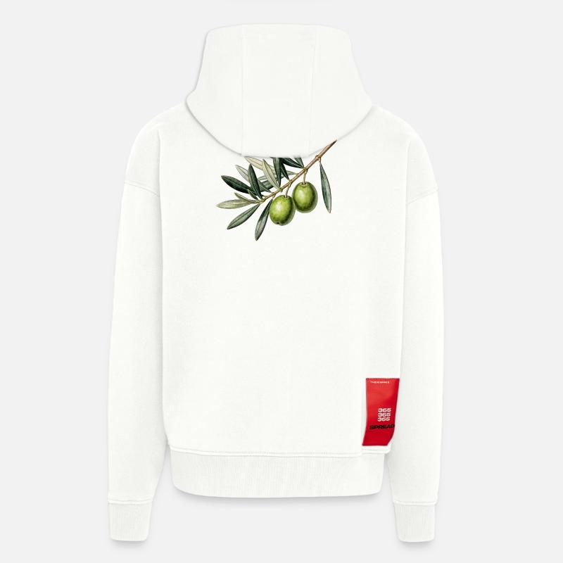 Botanischer Olivenzweig - Zip Hoodie - made by SPREAD - OFF WHITE