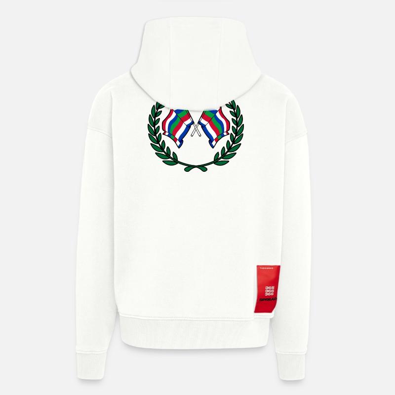 Schier Laurel Flags – Island Pride - Veste à capuche bio épaisse oversize fabriqué en UE - OFF WHITE