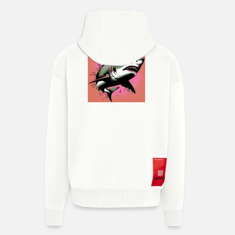 Requin - Veste à capuche bio épaisse oversize fabriqué en UE - OFF WHITE