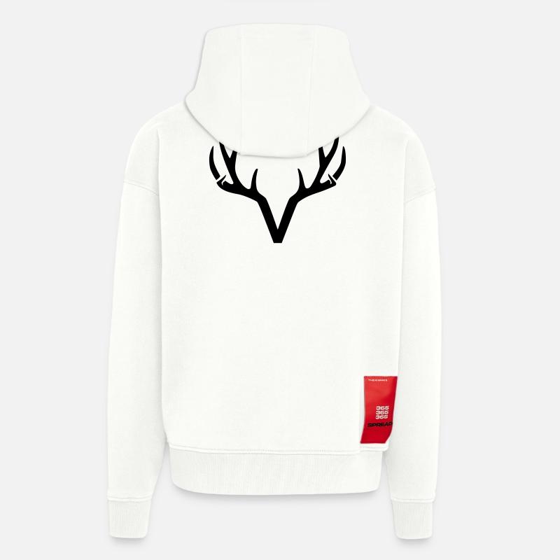 modernes minimalistisches Hirschgeweih - Zip Hoodie - made by SPREAD - OFF WHITE