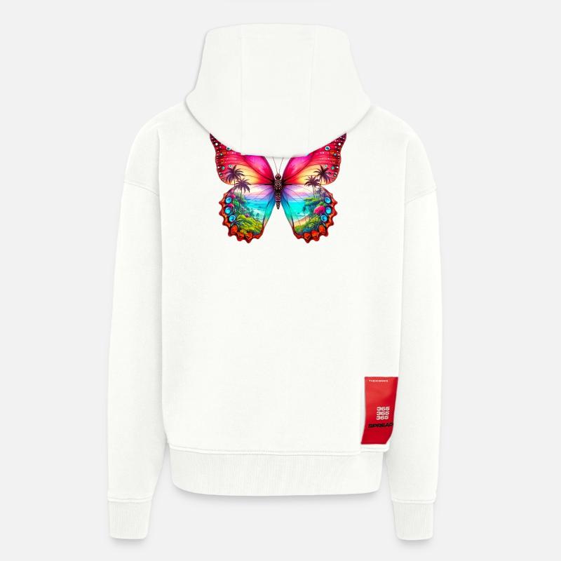 Papillon - Veste à capuche bio épaisse oversize fabriqué en UE - OFF WHITE