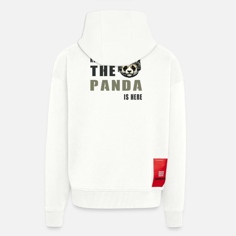 Panda tactique – Restez calme - Veste à capuche bio épaisse oversize fabriqué en UE - OFF WHITE