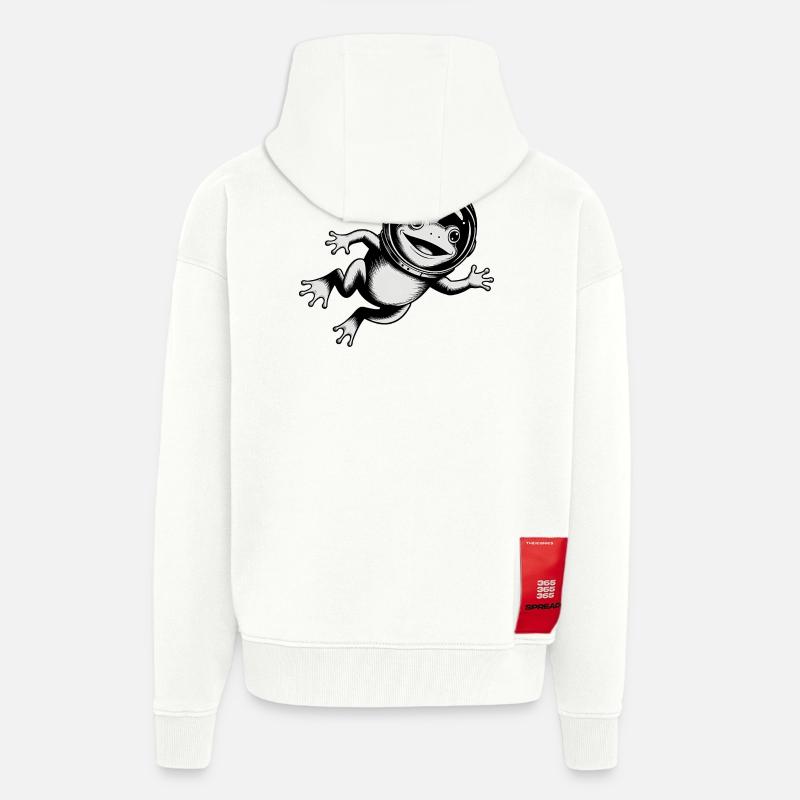 Grenouille dans l'espace - Logo Cool Astonomy - Veste à capuche bio épaisse oversize fabriqué en UE - OFF WHITE