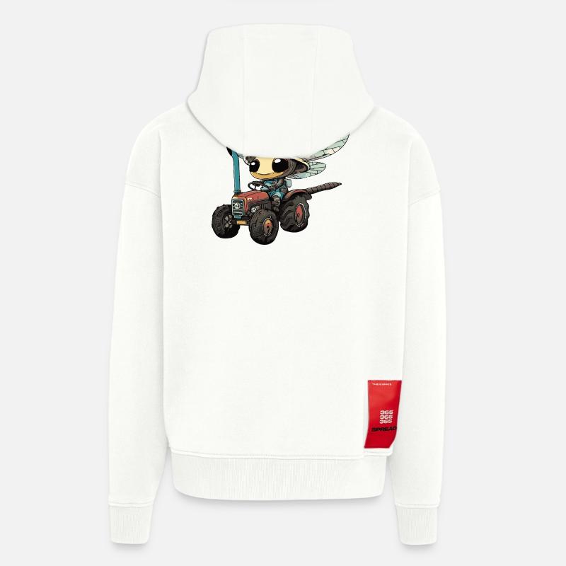 Exploitant de tracteurs libellules - Veste à capuche bio épaisse oversize fabriqué en UE - OFF WHITE
