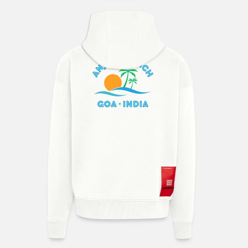 Plage d’Anjuna Goa Coucher de soleil - Veste à capuche bio épaisse oversize fabriqué en UE - OFF WHITE