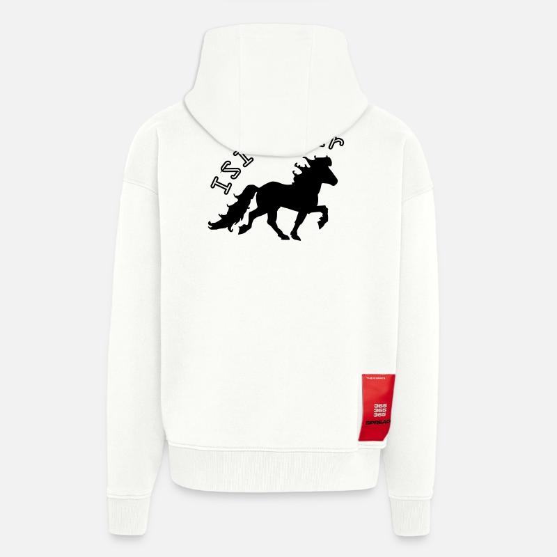 Cheval islandais cool, cavalier ISI - Veste à capuche bio épaisse oversize fabriqué en UE - OFF WHITE