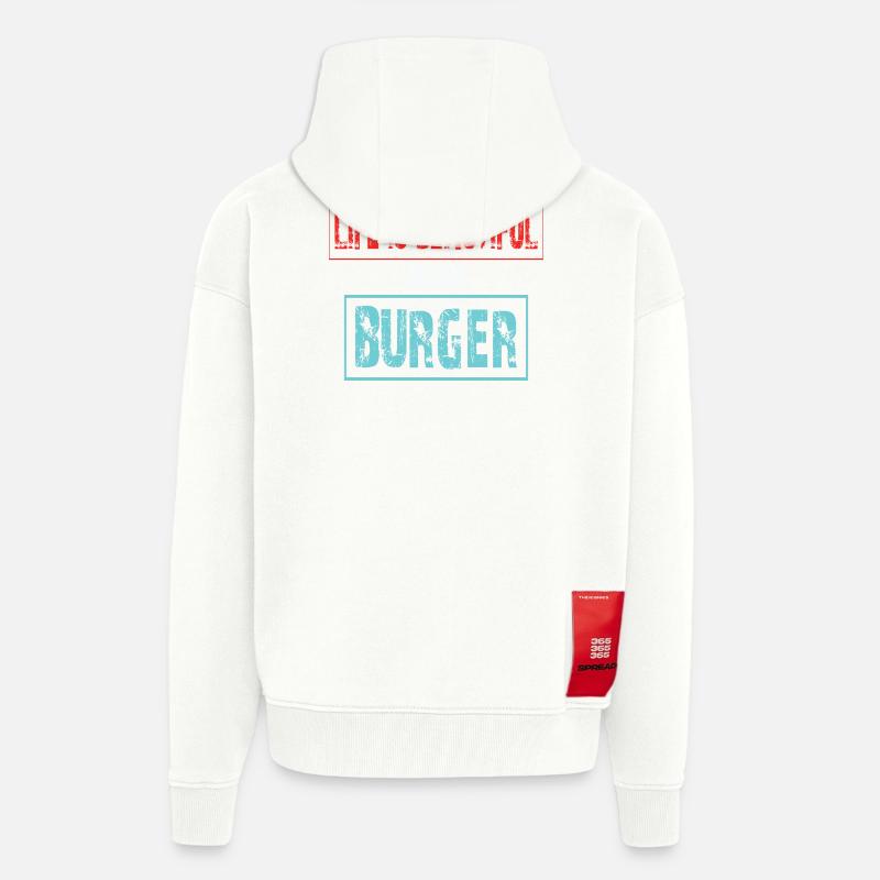 Lebensfreude mit Burger Spruch - Zip Hoodie - made by SPREAD - OFF WHITE