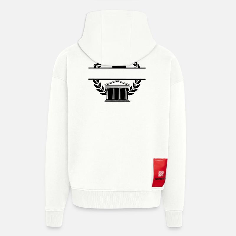 Palais de justice monogramme d’avocat - Veste à capuche bio épaisse oversize fabriqué en UE - OFF WHITE