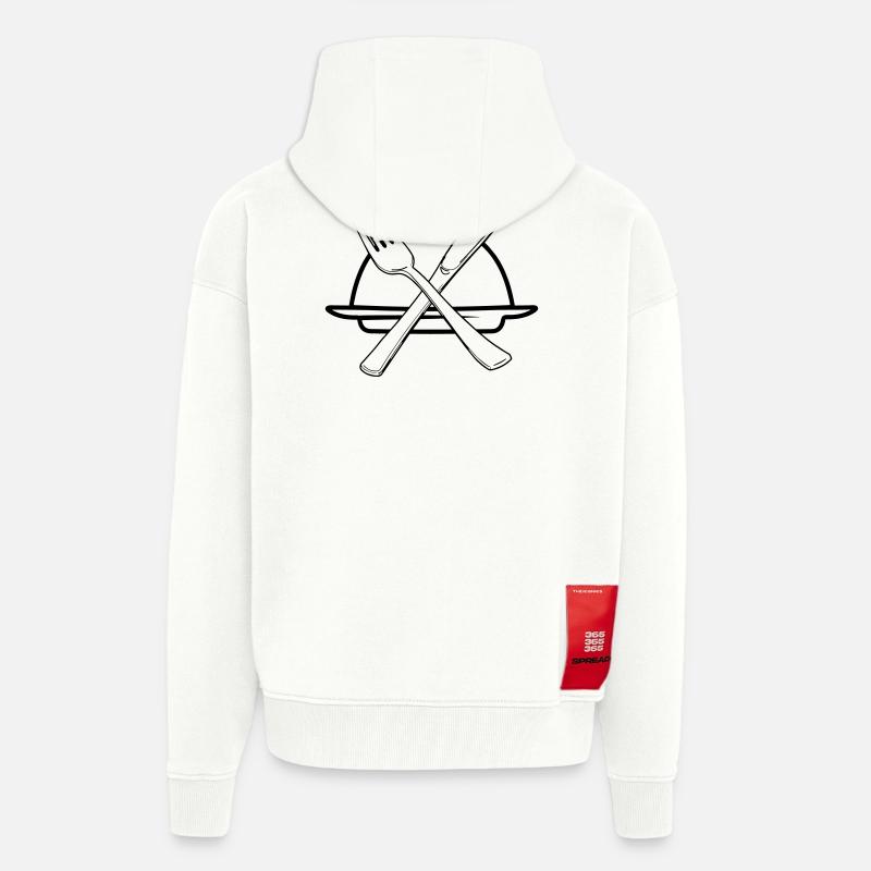 Transparente Schüssel mit Messer und Gabel - Zip Hoodie - made by SPREAD - OFF WHITE