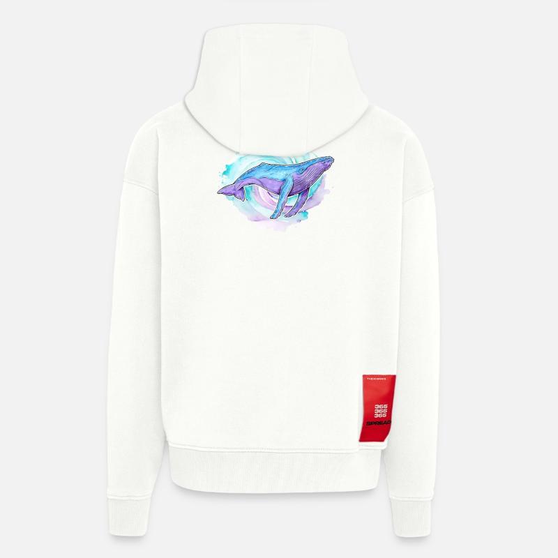 Buckelwal Aquarell - Zip Hoodie - made by SPREAD - OFF WHITE