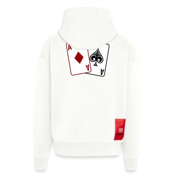 Cartes de poker – Texas Hold’em Casino Design - Veste à capuche bio épaisse oversize fabriqué en UE - OFF WHITE - Dos