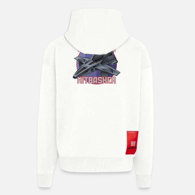 Conception de jet SciFi Kitbasher - Veste à capuche bio épaisse oversize fabriqué en UE - OFF WHITE