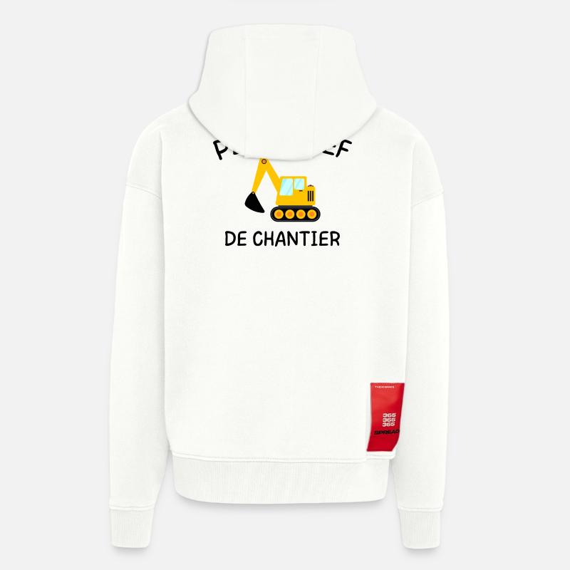 Kleiner Baustellenleiter Baumaschinenbagger - Zip Hoodie - made by SPREAD - OFF WHITE