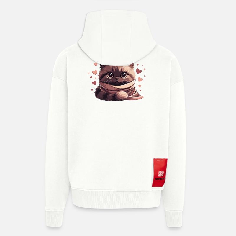 Gemütliches Kätzchen, eingewickelt in einen Schal - Zip Hoodie - made by SPREAD - OFF WHITE