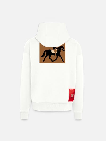 Cavalier équestre passe-temps - Veste à capuche bio épaisse oversize fabriqué en UE - OFF WHITE
