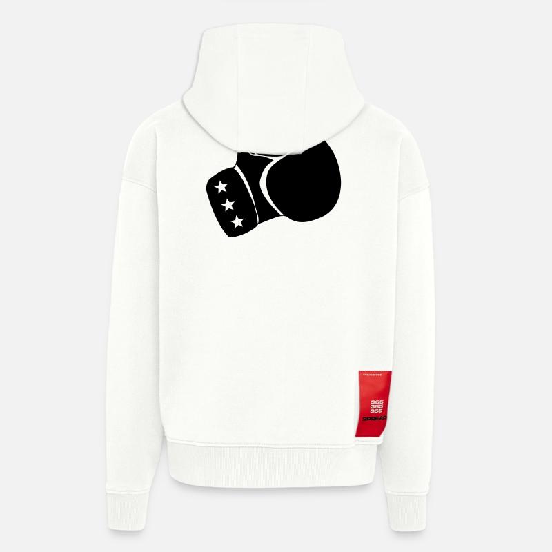Boxe gant de boxe - Veste à capuche bio épaisse oversize fabriqué en UE - OFF WHITE