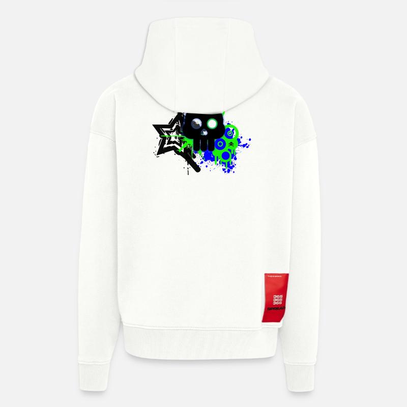 Neon Schädel Spritzer - Zip Hoodie - made by SPREAD - OFF WHITE