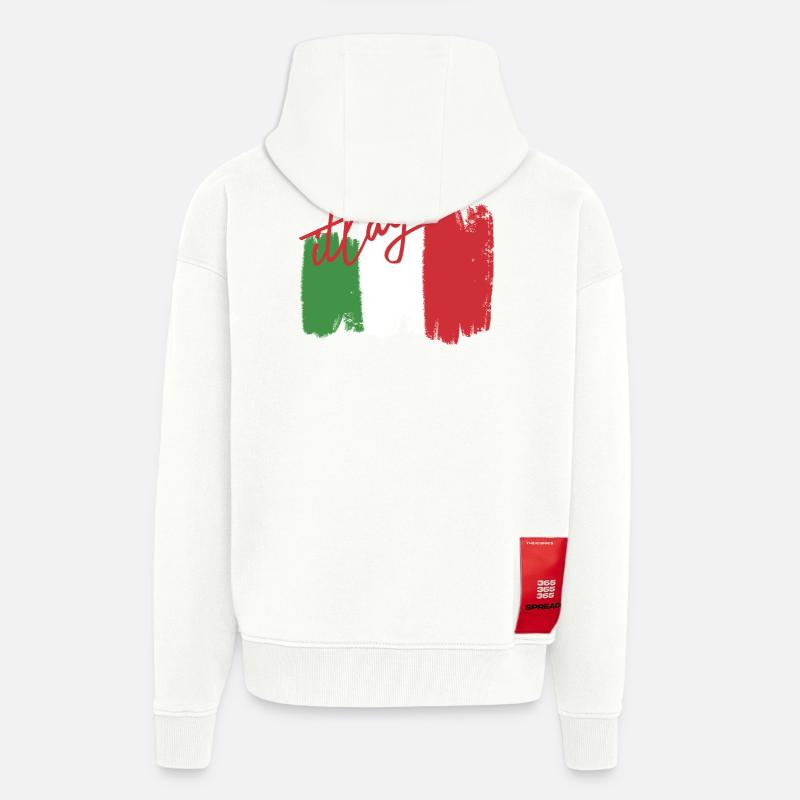Drapeau italien - Veste à capuche bio épaisse oversize fabriqué en UE - OFF WHITE