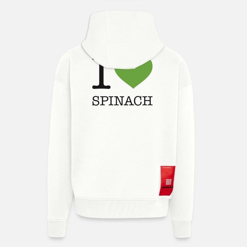 J’AIME LES ÉPINARDS Spinat - Veste à capuche bio épaisse oversize fabriqué en UE - OFF WHITE
