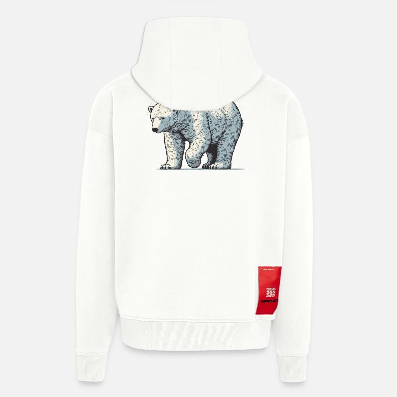 Ours blanc - Veste à capuche bio épaisse oversize fabriqué en UE - OFF WHITE