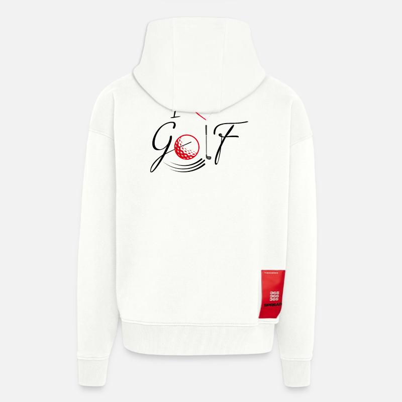 J’aime le golf - noir - Veste à capuche bio épaisse oversize fabriqué en UE - OFF WHITE
