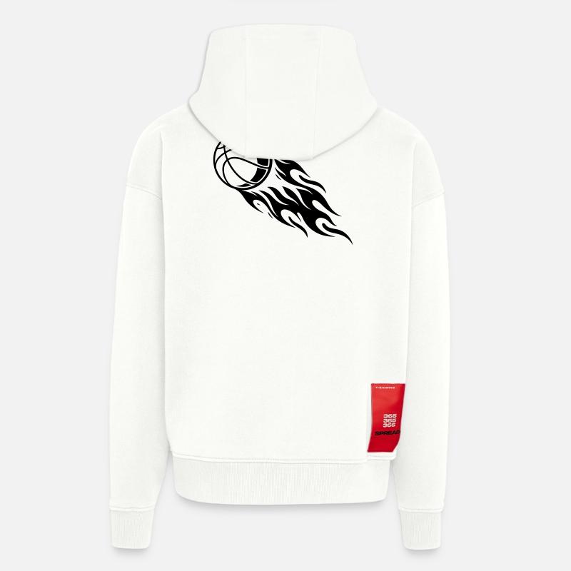 Basketball Fire - Veste à capuche bio épaisse oversize fabriqué en UE - OFF WHITE