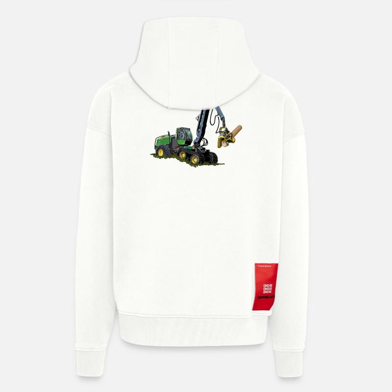 Moissonneuse-batteuse, Moissonneuse-batteuse - Veste à capuche bio épaisse oversize fabriqué en UE - OFF WHITE