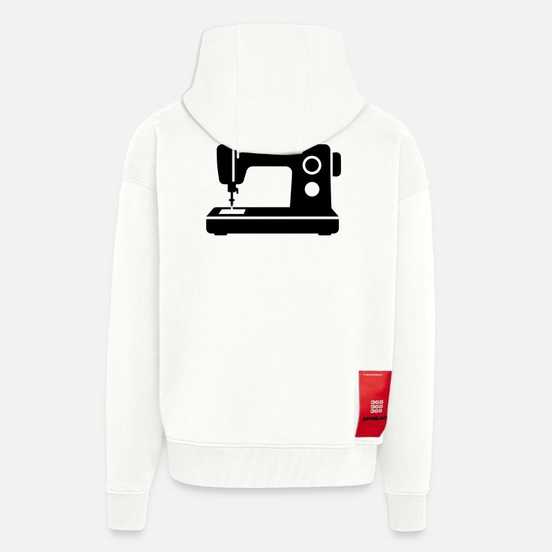 machine à coudre - Veste à capuche bio épaisse oversize fabriqué en UE - OFF WHITE