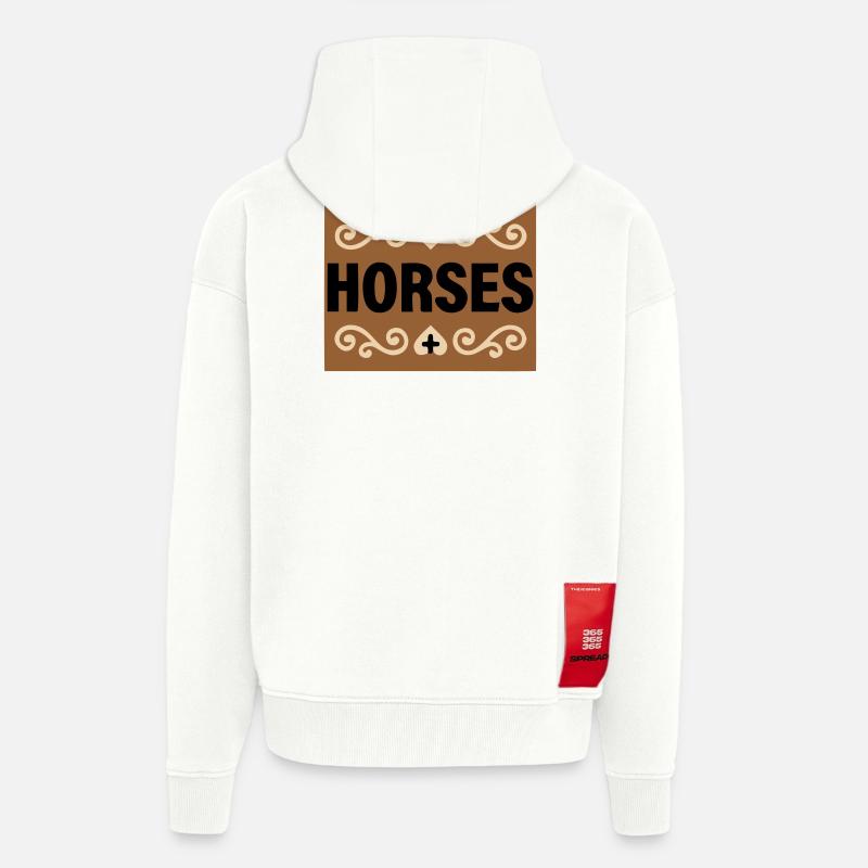 Lettrage des chevaux Retro Riding - Veste à capuche bio épaisse oversize fabriqué en UE - OFF WHITE