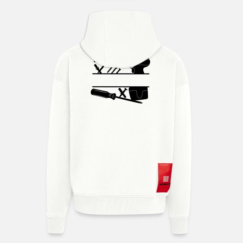 Logo de la perceuse charpentière - Veste à capuche bio épaisse oversize fabriqué en UE - OFF WHITE
