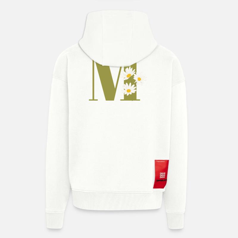 Buchstabe m grüne Gänseblümchen - Zip Hoodie - made by SPREAD - OFF WHITE