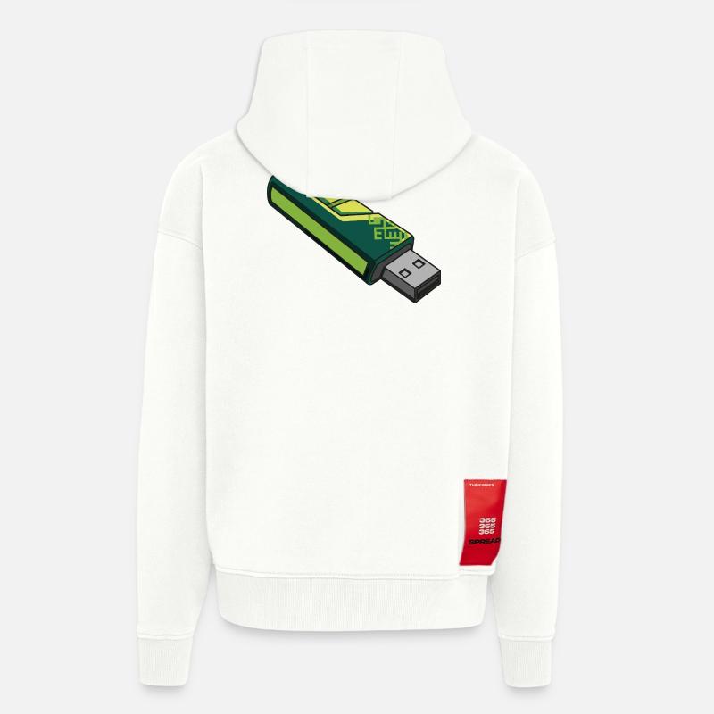 usb_en_tonos_verdes - Veste à capuche bio épaisse oversize fabriqué en UE - OFF WHITE