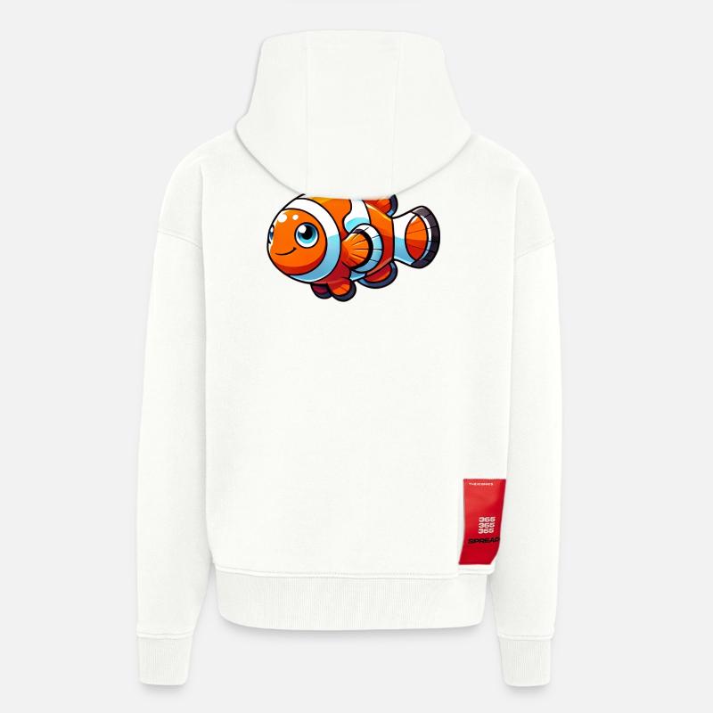 Poisson-clown - Veste à capuche bio épaisse oversize fabriqué en UE - OFF WHITE