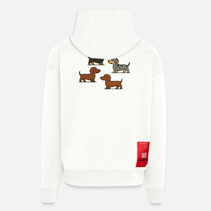 Quatuor teckel : Spotted & Solid - Veste à capuche bio épaisse oversize fabriqué en UE - OFF WHITE