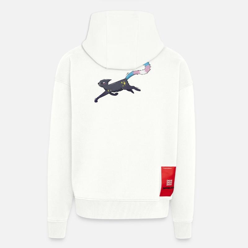 Fierté trans de chat mignon - Veste à capuche bio épaisse oversize fabriqué en UE - OFF WHITE