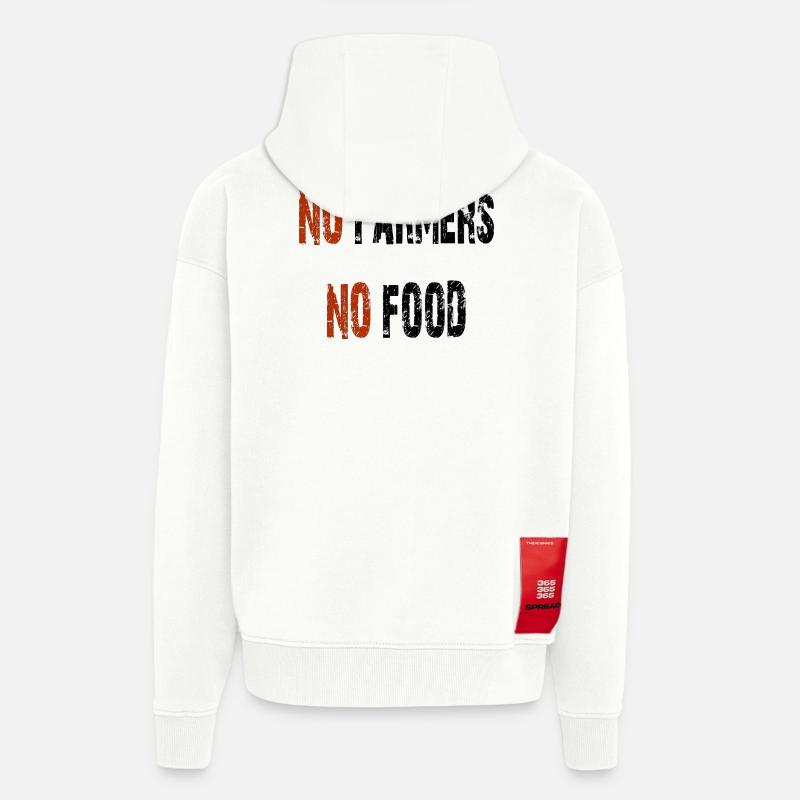 Pas d'agriculteurs pas de nourriture - Veste à capuche bio épaisse oversize fabriqué en UE - OFF WHITE