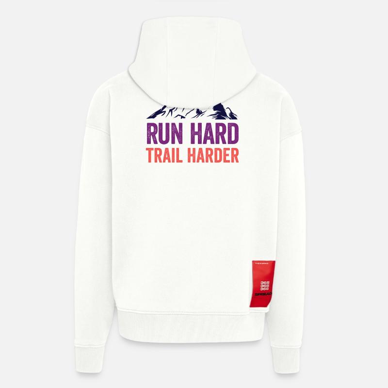 Laufen Sie hart. Härterer Trail. - Zip Hoodie - made by SPREAD - OFF WHITE