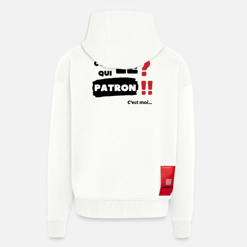 C'est qui le patron c'est moi - Veste à capuche bio épaisse oversize fabriqué en UE - OFF WHITE