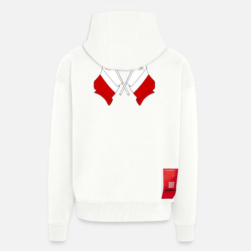 Deux drapeaux Malte - Veste à capuche bio épaisse oversize fabriqué en UE - OFF WHITE