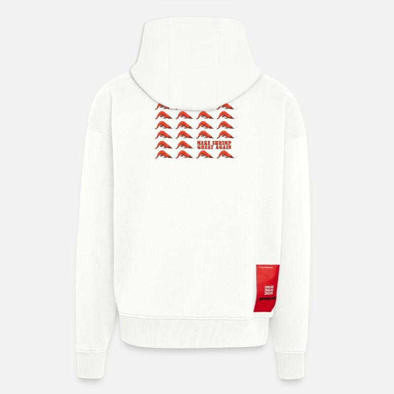 Make Shrimp Great Again - Veste à capuche bio épaisse oversize fabriqué en UE - OFF WHITE