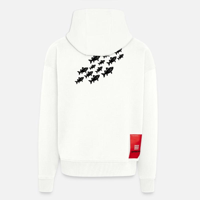Groupes Nage des poissons - Veste à capuche bio épaisse oversize fabriqué en UE - OFF WHITE
