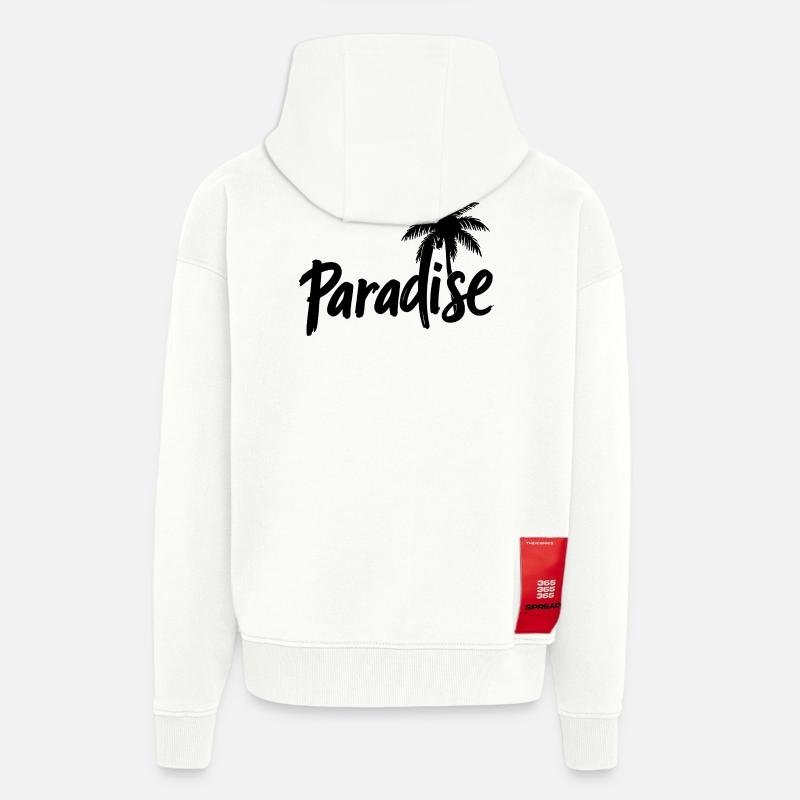 Palmiers du paradis - Veste à capuche bio épaisse oversize fabriqué en UE - OFF WHITE