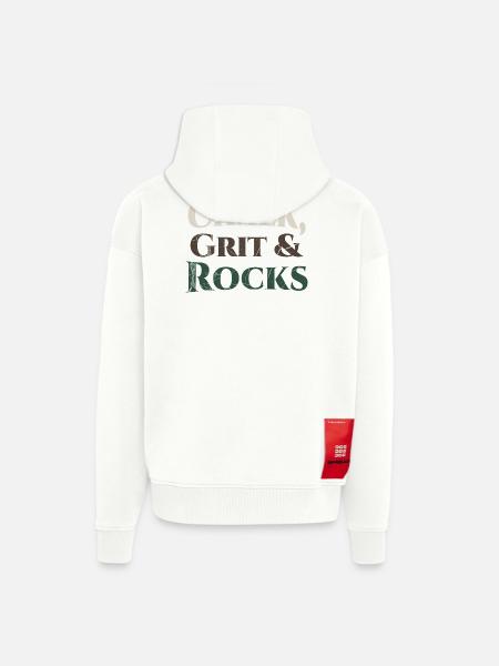 Chalk Grit & Rocks Motif - Zip Hoodie - made by SPREAD - OFF WHITE